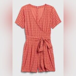 GAP Wrap Front Pineapple Print Romper Women's Size 12 Pink Coral Color